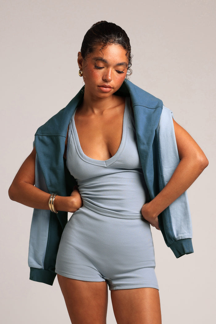 Contrast Crewneck Sweatshirt - 90s Baby Blue/Azul