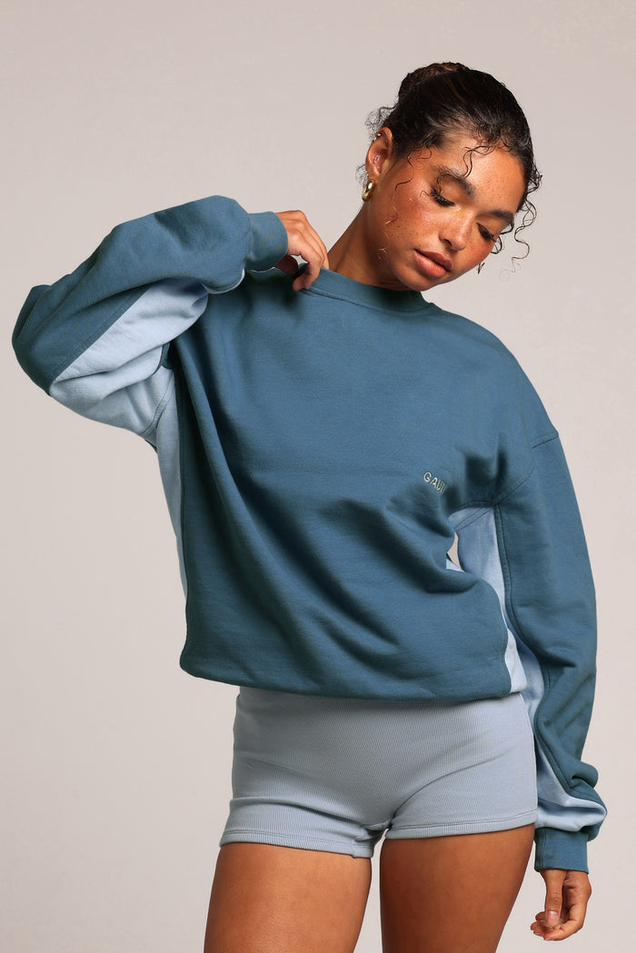 Contrast Crewneck Sweatshirt - 90s Baby Blue/Azul