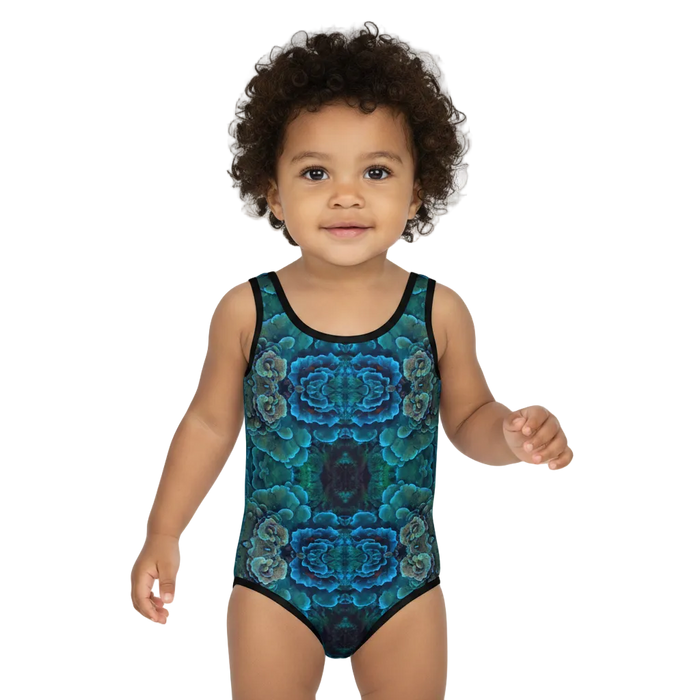 Coral, Blue & Green All-Over Print Kids Swimsuit