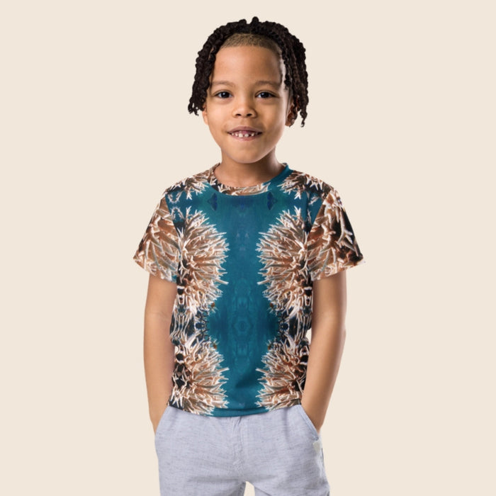 Coral Reef Print Kids T-Shirt | Ocean Design Crew Neck Tee