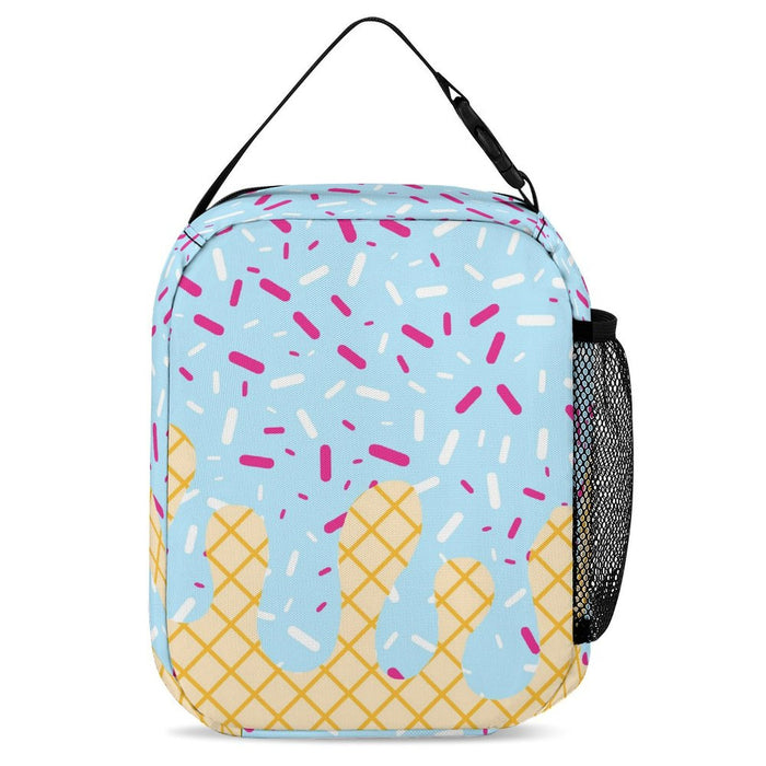 Cotton Candy Blue and Pink Ice Cream Portable Insulated Lunch Bag