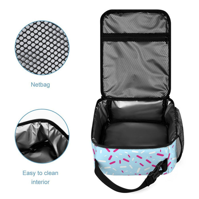 Cotton Candy Blue and Pink Ice Cream Portable Insulated Lunch Bag