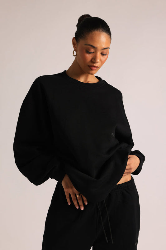 Crewneck Oversized Sweatshirt - Black