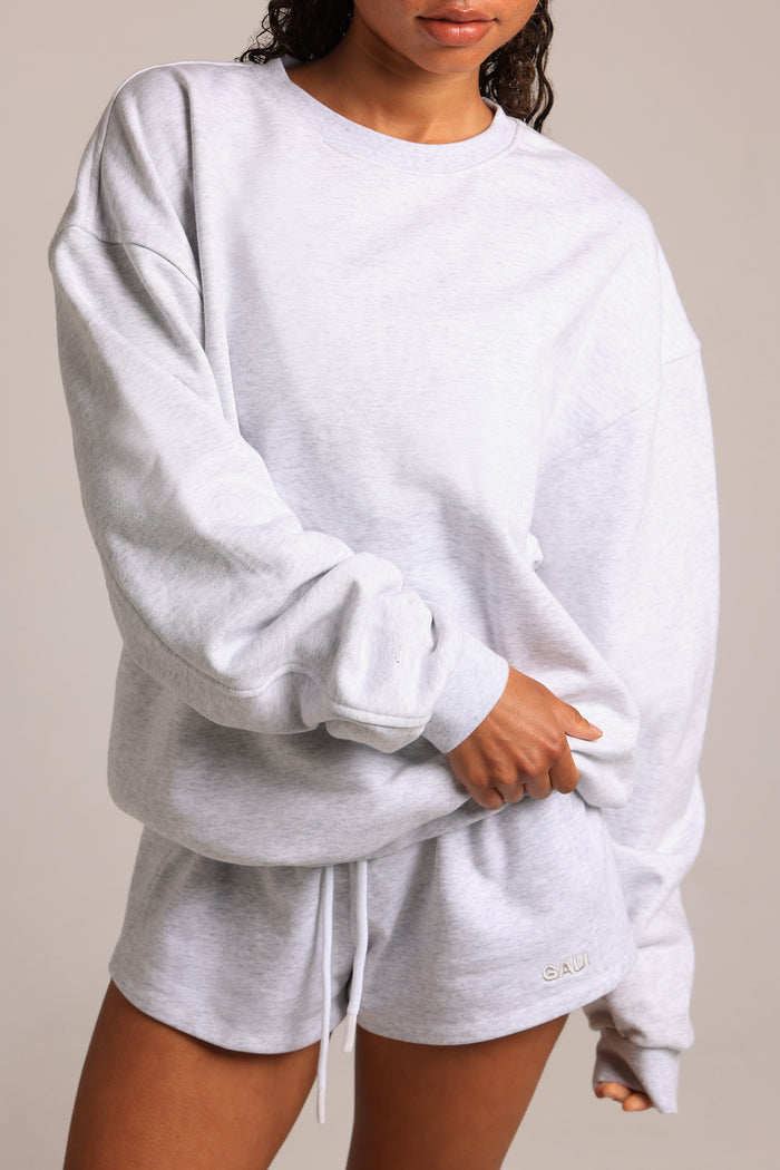 Crewneck Oversized Sweatshirt - Light Heather Gray