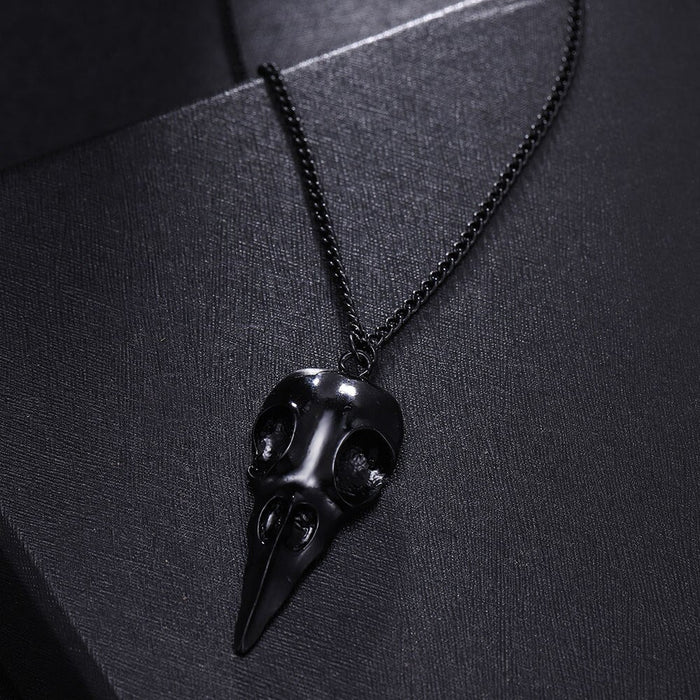 Crow Head Skull Pendant Necklace