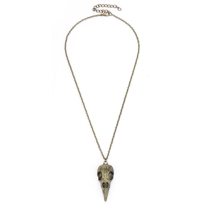 Crow Head Skull Pendant Necklace