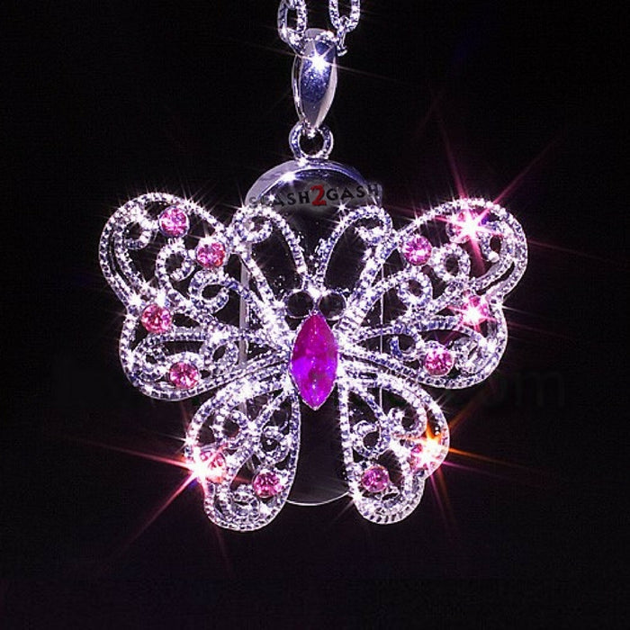 Crystal Diamond Butterfly USB Flash Drive 2.0 Necklace Charm 16 GB U disk Memory Stick