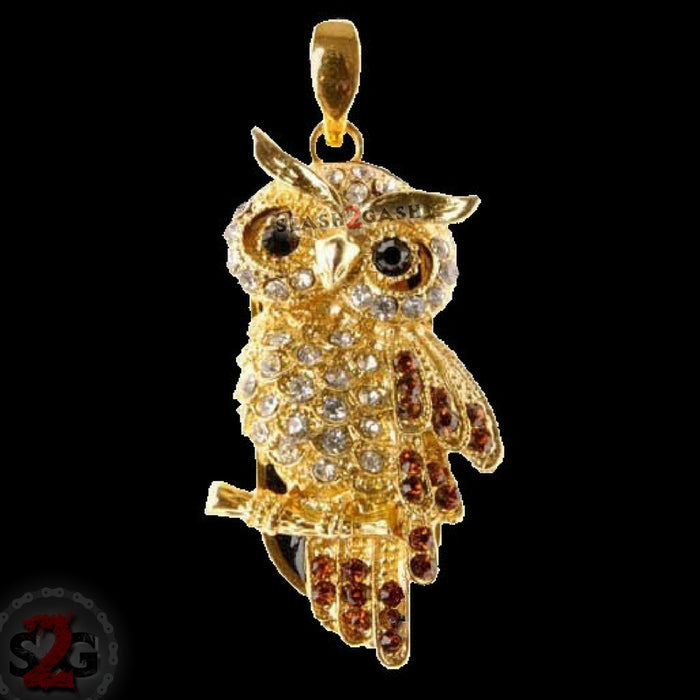 Crystal Diamond Owl Necklace USB Flash Drive 2.0 Pendant Charm 16 GB U Disk Memory Stick