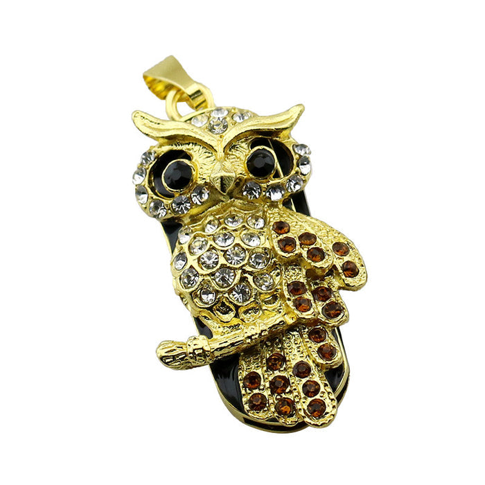 Crystal Diamond Owl Necklace USB Flash Drive 2.0 Pendant Charm 16 GB U Disk Memory Stick