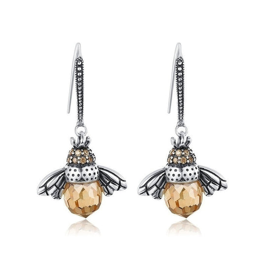 Crystal Drop Bee Earrings