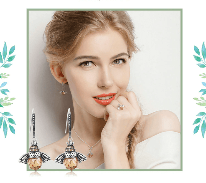 Crystal Drop Bee Earrings