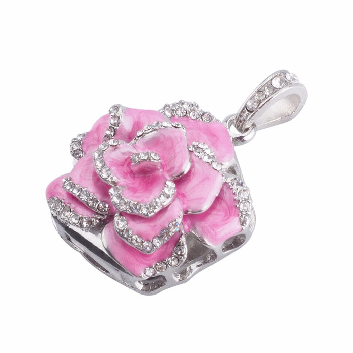 Crystal Flower USB Flash Drive 2.0 Rose Necklace Charm 16 GB - 3 Colors