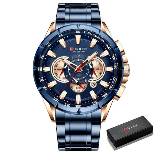 Curren 3 Dials Chronograph Luxury Wristwatch
