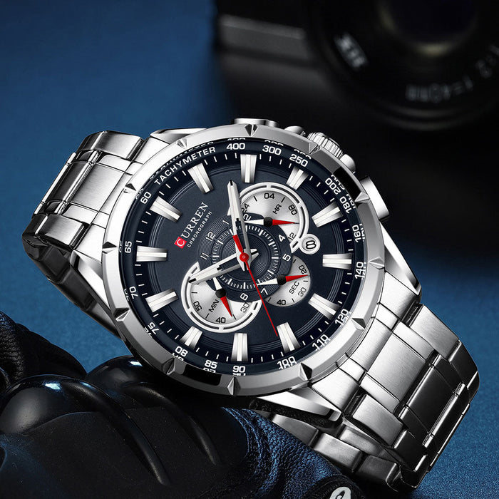 Curren 3 Dials Chronograph Luxury Wristwatch
