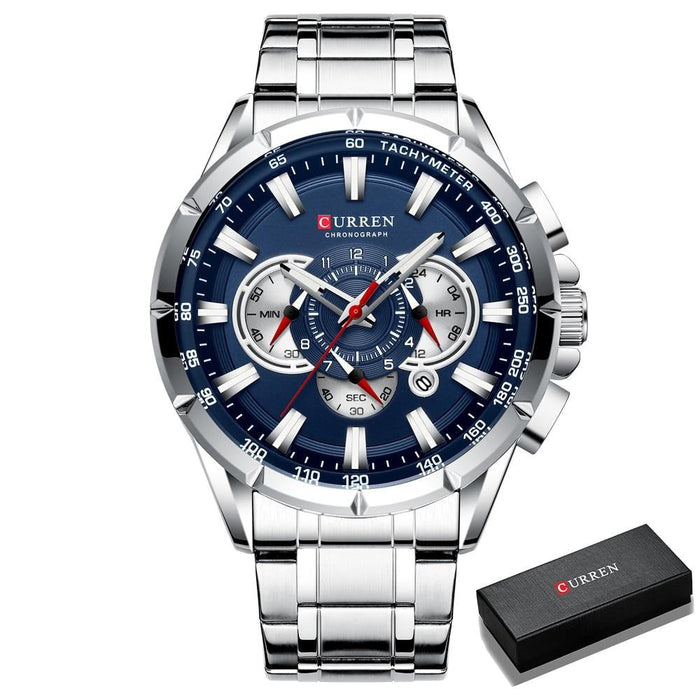 Curren 3 Dials Chronograph Luxury Wristwatch