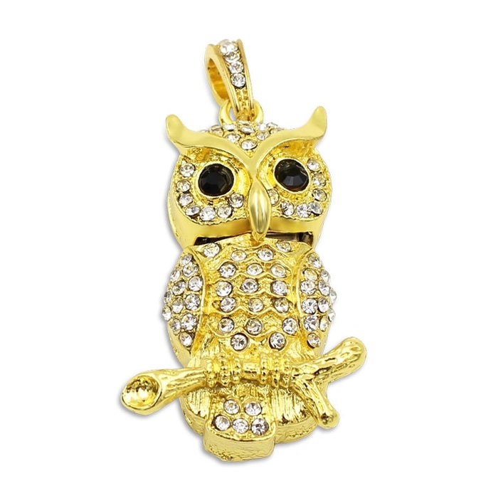 Cute Crystal Owl Necklace on Branch USB Flash Drive 2.0 Pendant Charm 16 GB U Disk Memory Stick