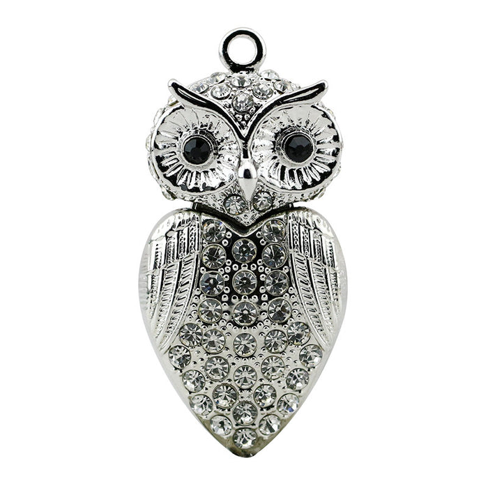 Cute Crystal Owl Necklace USB Flash Drive 2.0 Pendant 16 GB gold/silver U Disk Memory Stick