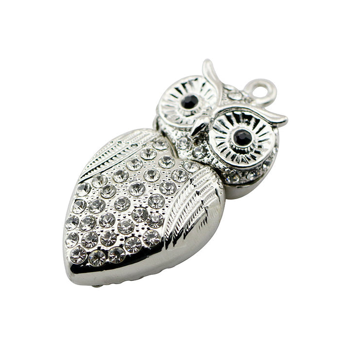 Cute Crystal Owl Necklace USB Flash Drive 2.0 Pendant 16 GB gold/silver U Disk Memory Stick
