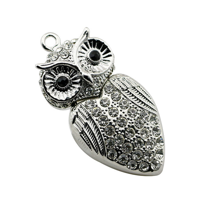Cute Crystal Owl Necklace USB Flash Drive 2.0 Pendant 16 GB gold/silver U Disk Memory Stick