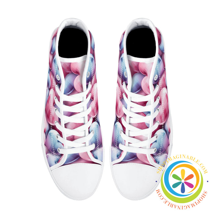 Dancing Hearts Ladies High Top Canvas Shoes