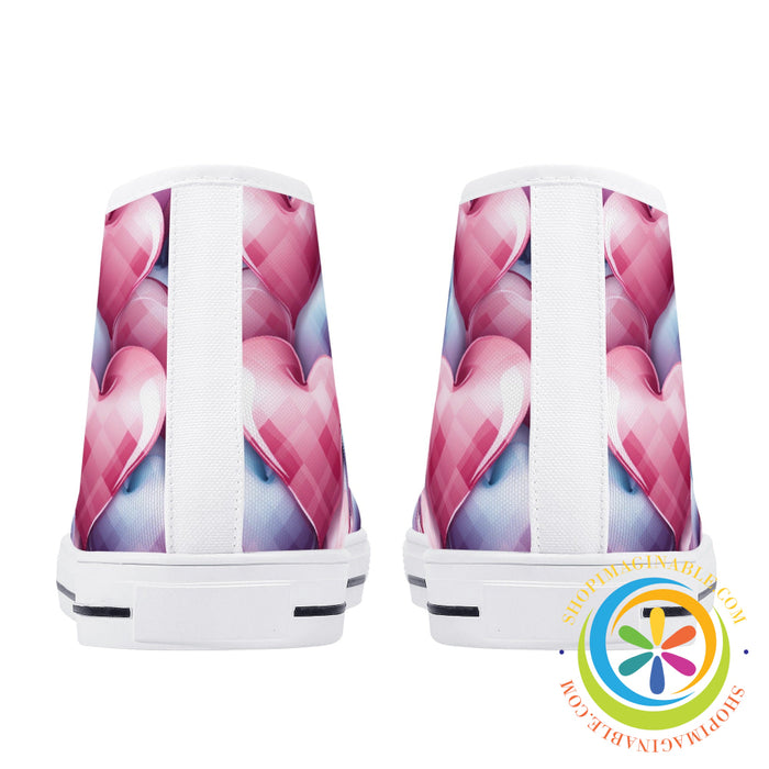 Dancing Hearts Ladies High Top Canvas Shoes