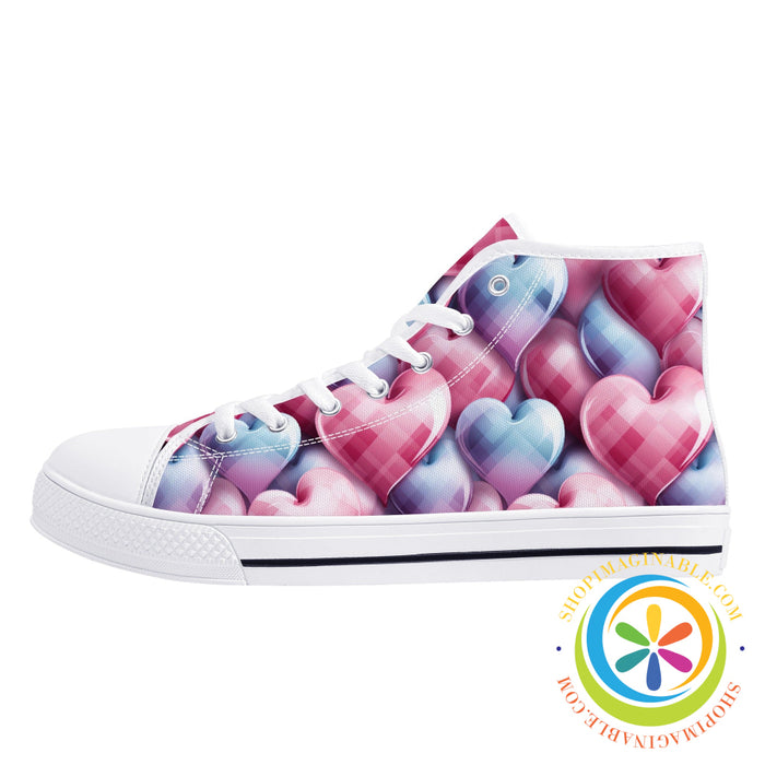 Dancing Hearts Ladies High Top Canvas Shoes