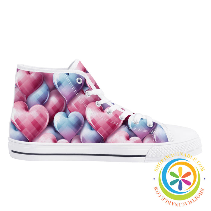 Dancing Hearts Ladies High Top Canvas Shoes