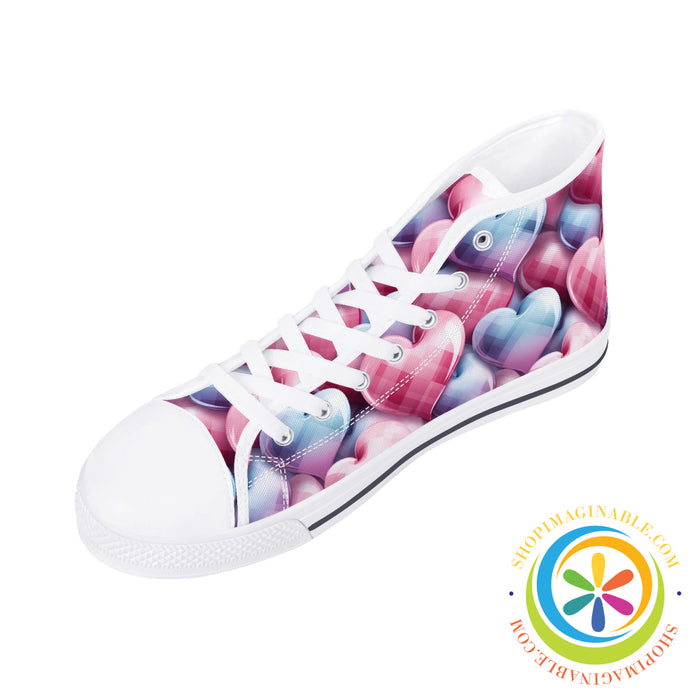 Dancing Hearts Ladies High Top Canvas Shoes