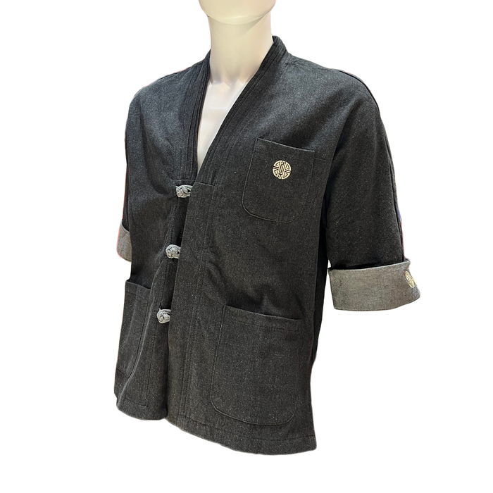 Denim Kimono Jacket with Longevity Character