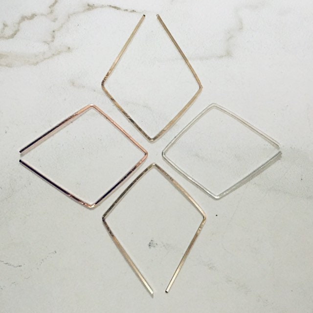 Diamond Open Hoops Earrings in 14k Gold Filled, Rose Gold Filled or Sterling Silver
