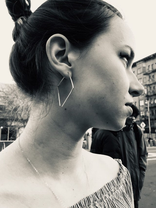 Diamond Open Hoops Earrings in 14k Gold Filled, Rose Gold Filled or Sterling Silver