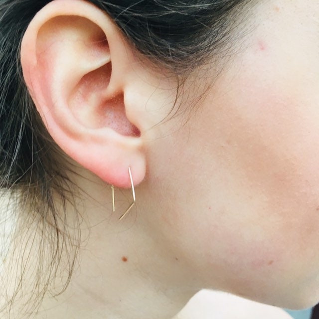 Diamond Open Hoops Earrings in 14k Gold Filled, Rose Gold Filled or Sterling Silver