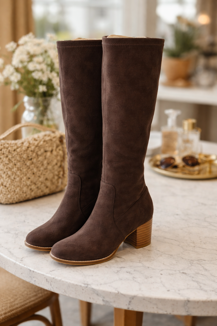 Django & Juliette Mamoru Chocolate Suede Knee High Boots