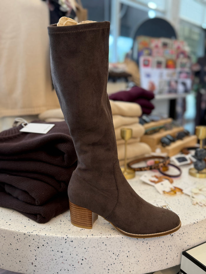 Django & Juliette Mamoru Chocolate Suede Knee High Boots