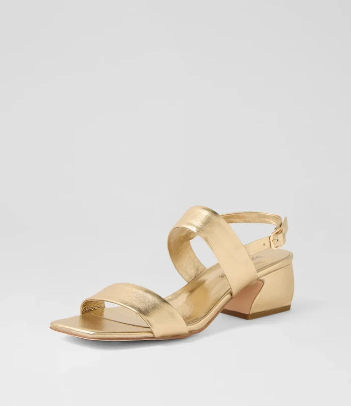 Django & Juliette Shaney Gold Leather Heels