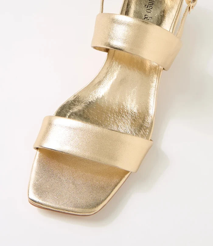 Django & Juliette Shaney Gold Leather Heels