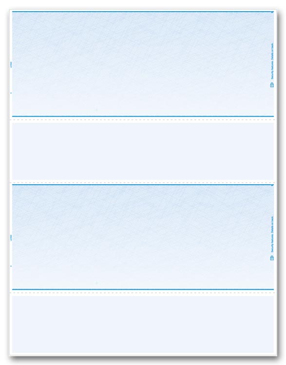 DL2V840 Blank Laser Checks 2-Up 8 1/2 x 11"  QTY 500