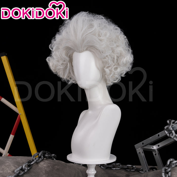 DokiDoki Anime Game Cosplay Wig Short Curly Silver Hair
