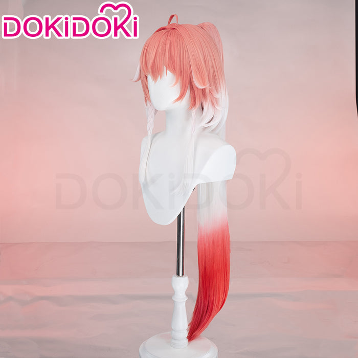 DokiDoki Game Wuthering Waves Cosplay Changli Wig Long Pink White Gradient Hair Chang Li