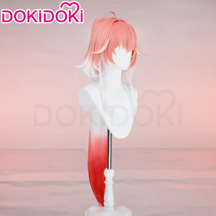 DokiDoki Game Wuthering Waves Cosplay Changli Wig Long Pink White Gradient Hair Chang Li