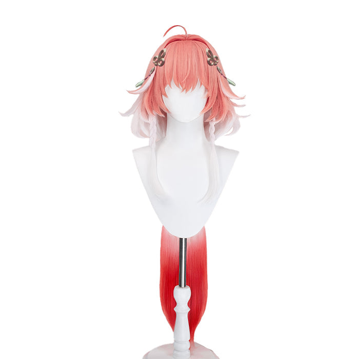 DokiDoki Game Wuthering Waves Cosplay Changli Wig Long Pink White Gradient Hair Chang Li