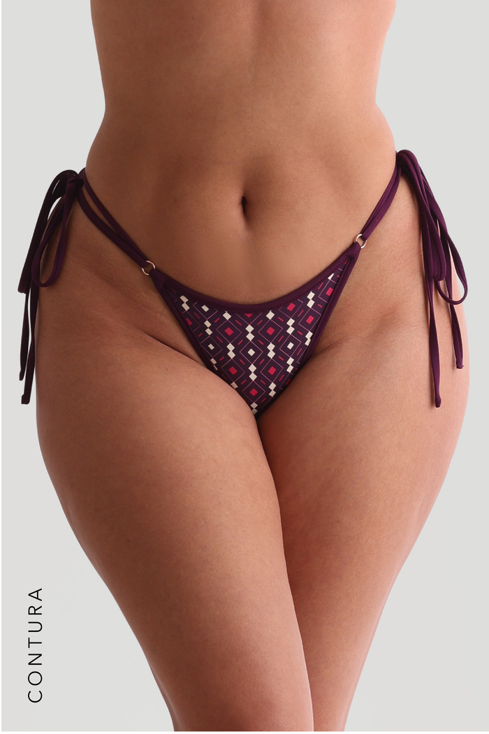 Double Strap Cheeky Bikini Bottom - Vine Mosaic