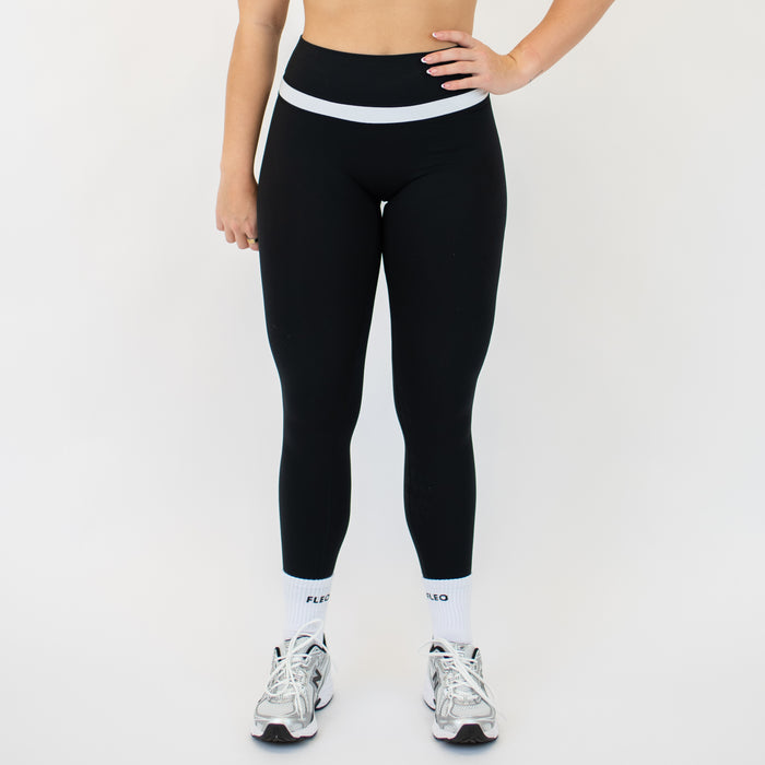 Black + White Double Take Legging 25" - No Front Seam - Higher Rise by FLEO - 1