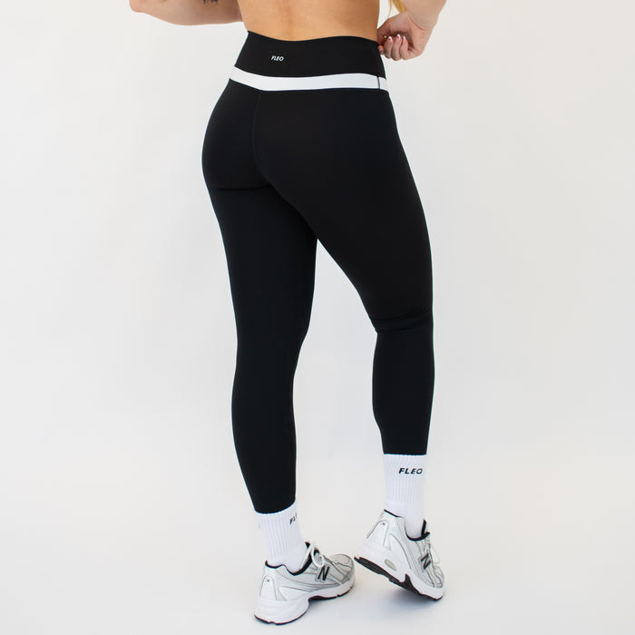 Black + White Double Take Legging 25" - No Front Seam - Higher Rise by FLEO - 2