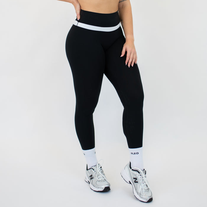Black + White Double Take Legging 25" - No Front Seam - Higher Rise by FLEO - 4