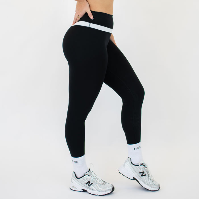 Black + White Double Take Legging 25" - No Front Seam - Higher Rise by FLEO - 5