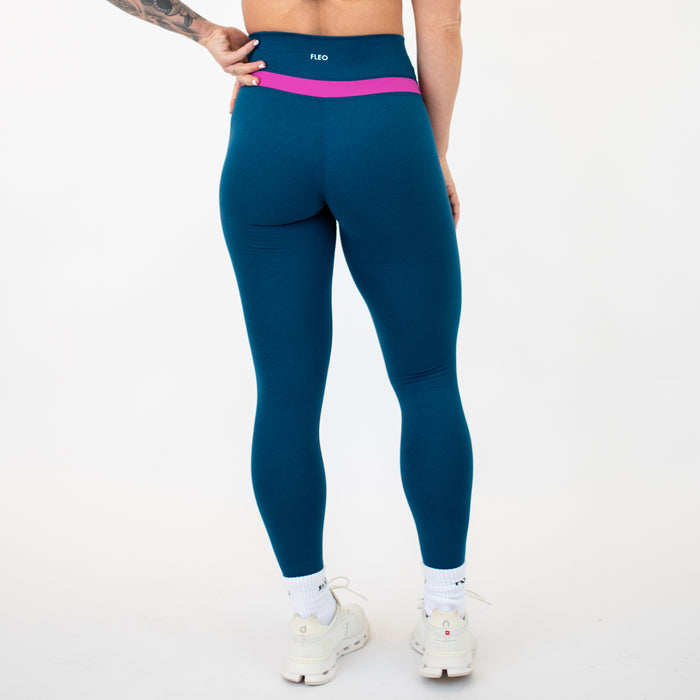Heather Sailor Blue + Berry Sorbet Double Take Legging 25" - No Front Seam - Higher Rise by FLEO - 6