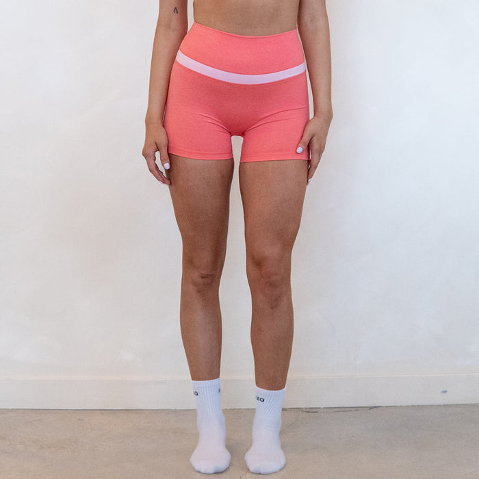 Heather Begonia + Strawberry Cream Double Take Short 4" - No Front Seam - Higher Rise by FLEO - 1