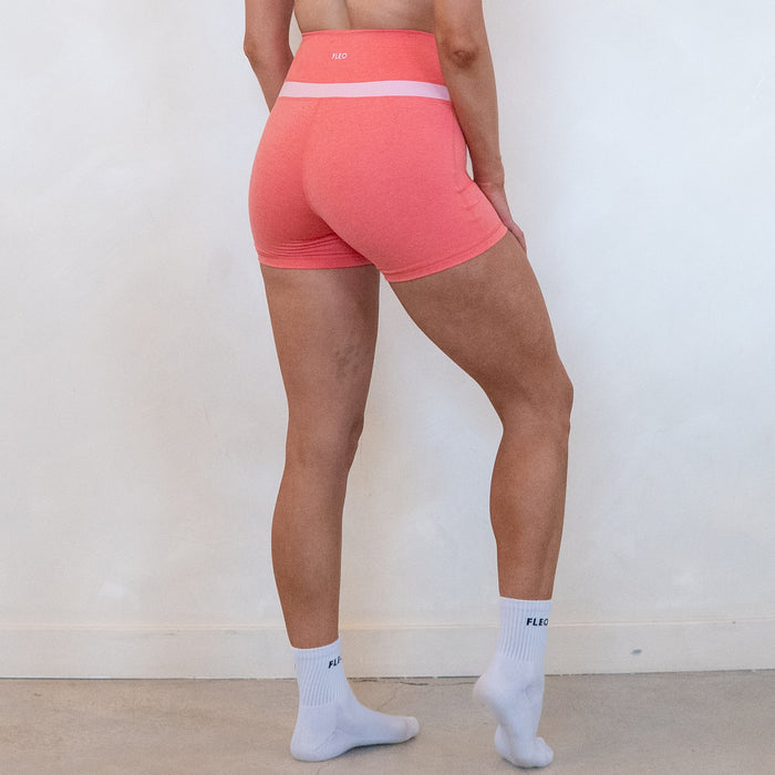 Heather Begonia + Strawberry Cream Double Take Short 4" - No Front Seam - Higher Rise by FLEO - 2