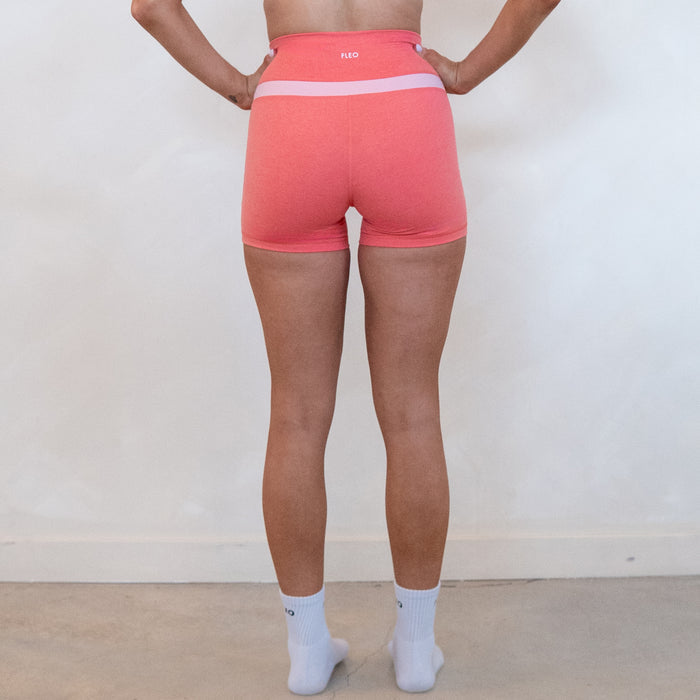 Heather Begonia + Strawberry Cream Double Take Short 4" - No Front Seam - Higher Rise by FLEO - 4